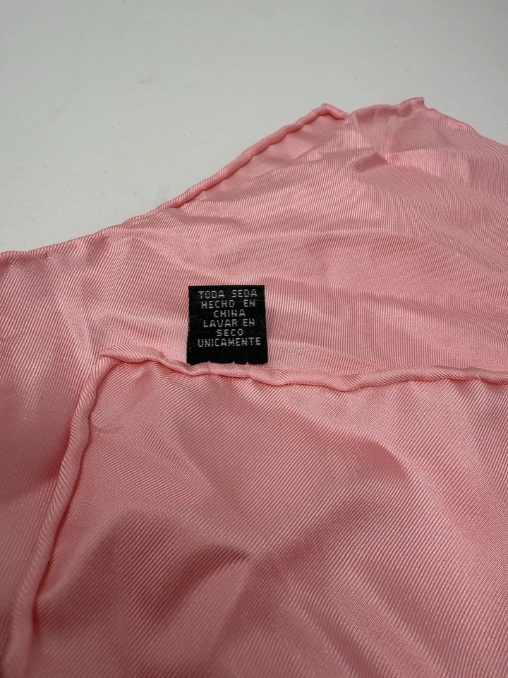 Pink 100% Silk Handkerchief 15x15in Made in Mexico - Image 3 of 4