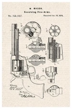 Revolver Official Gun Patent Diagram Cool Wall Art Print Poster 16x24
