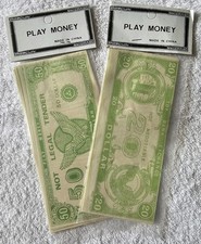 Vintage NOS 1970's Play Money US Style Toy Currency NIP Bank Note Eagle Lot of 2