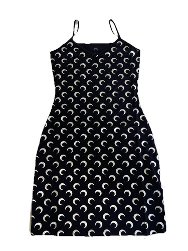 Marine Serre Women’s Black MOON PRINTED JERSEY STRAPS MINI DRESS Size S