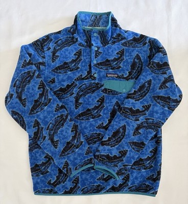 Patagonia Synchilla Snap-T Pullover Women's Size M Leaping Oasis Blue Fish Trout
