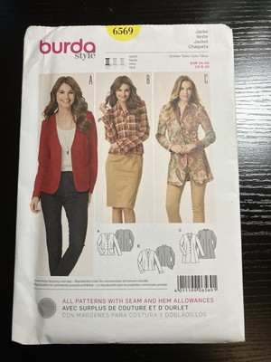 Burda Pattern 6569 Misses  Jacket Sizes 8-20 UNCUT FREE SHIPPING 
