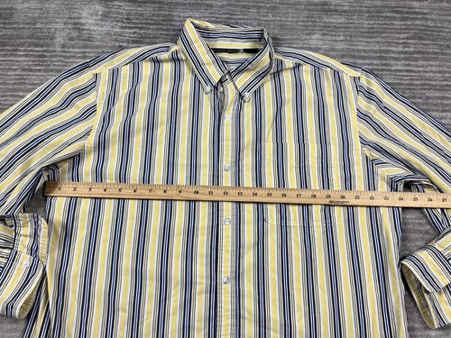 Michael Austin Shirt Mens Large Yellow Striped Button Up Long Sleeve Collared - Picture 4 of 12
