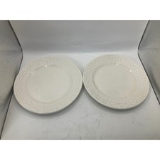 Platos de cena Gibson Home blancos, juego de 2, diseño tejido de canasta, redondos