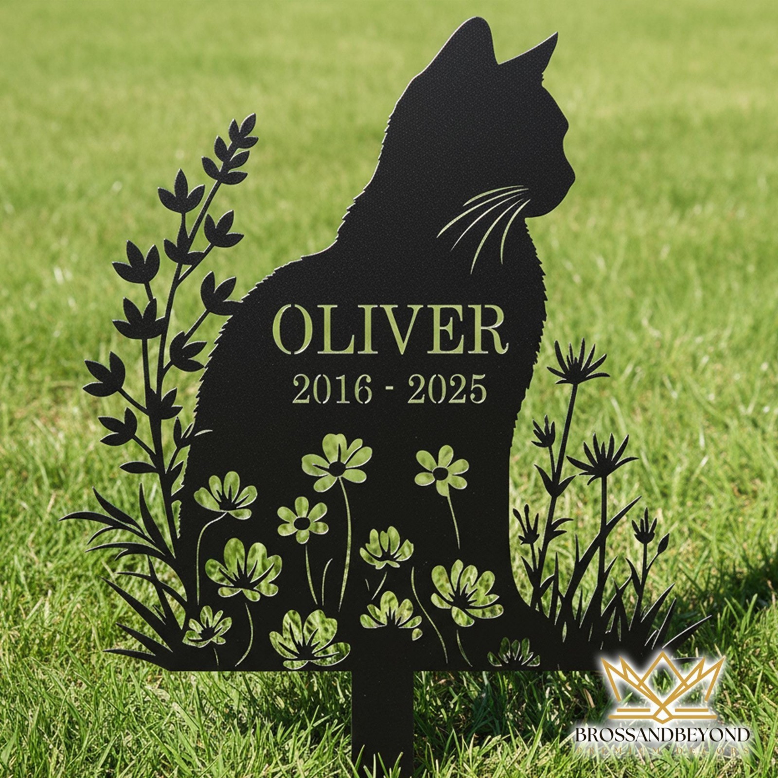 Personalized Cat Grave Marker: Metal Pet Memorial Garden Stake Pet Loss Decor