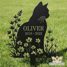 Personalized Cat Grave Marker: Metal Pet Memorial Garden Stake Pet Loss Decor