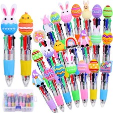 24PCS Easter Fun Pens Cute Multicolor Ballpoint Pens 4 Colors in 1 Kawaii Bun...