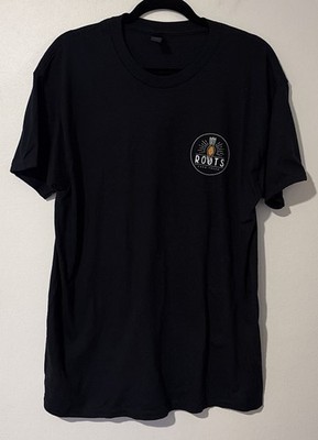 Roots Farm Fresh Logo  Black Cotton Tshirt Large  Eat Plants  Gildan