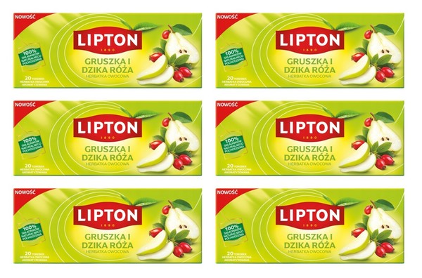 Lipton FrüChtetee Birne Und Hagebutte 6X 20 Teebeutel - Tee Koffeinfrei-image