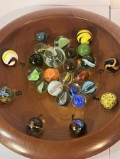 25 Vintage Glass Marbles Lot UV Reactive Mixed Swirls Cats Eye Shooter M-217 FS