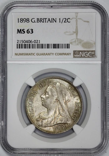 1898 Great Britain Silver Half Crown NGC MS 63 1/2C