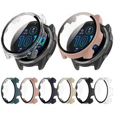 For Garmin Forerunner 965 Full Cover Case Screen Protector Tempered Glass Film