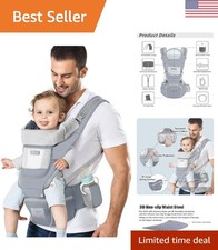 Lightweight Ergonomic Baby Carrier - Adjustable Hip Seat for Parents 7-45 lbs