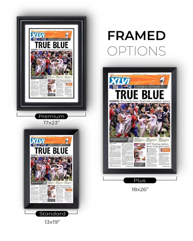 2012 New York Giants framed Super Bowl newspaper front cover print Eli Manning - Image 4 of 4