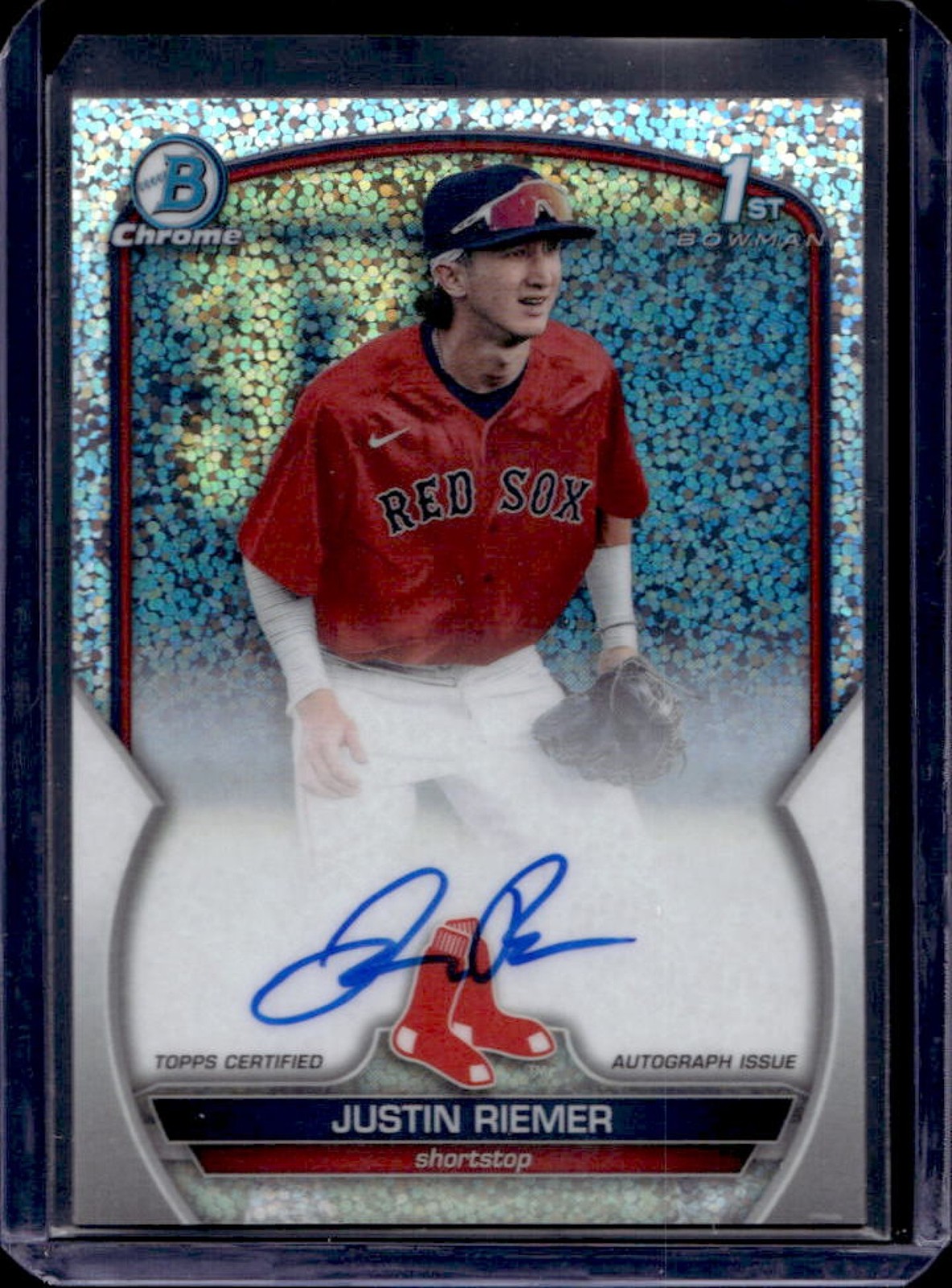 2023 Bowman Draft Justin Riemer Chrome Auto Sparkle Refractor 1st #44/71