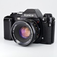 Vintage Konica FS-1 35mm Film SLR Hexanon AR 52mm f/1.8 Lens 55mm Filter