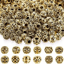 120 pcs 11mm Tibetan Tone Spacer Beads Gold Alloy for Bracelet Making Jewelry