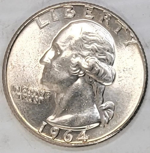 1964 Washington Quarter - circulated, ungraded condition - 90% - Business Strike