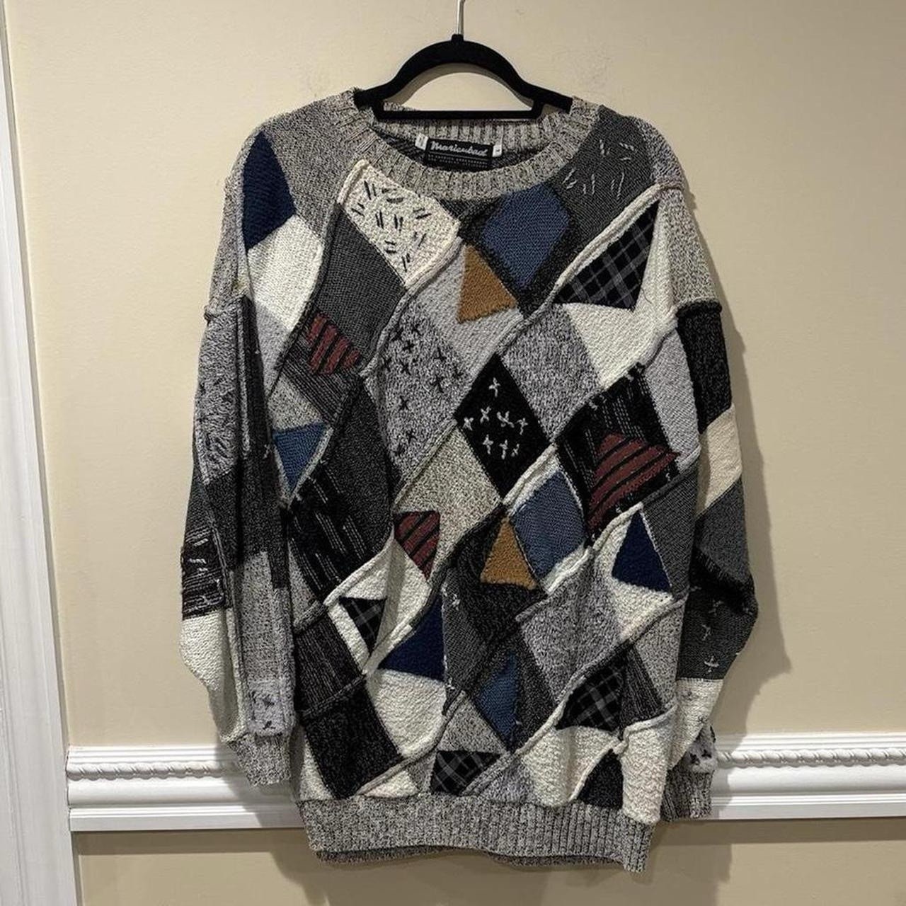 Marienbad Chunky-Knit Geometric Patchwork Pullove… - image 1