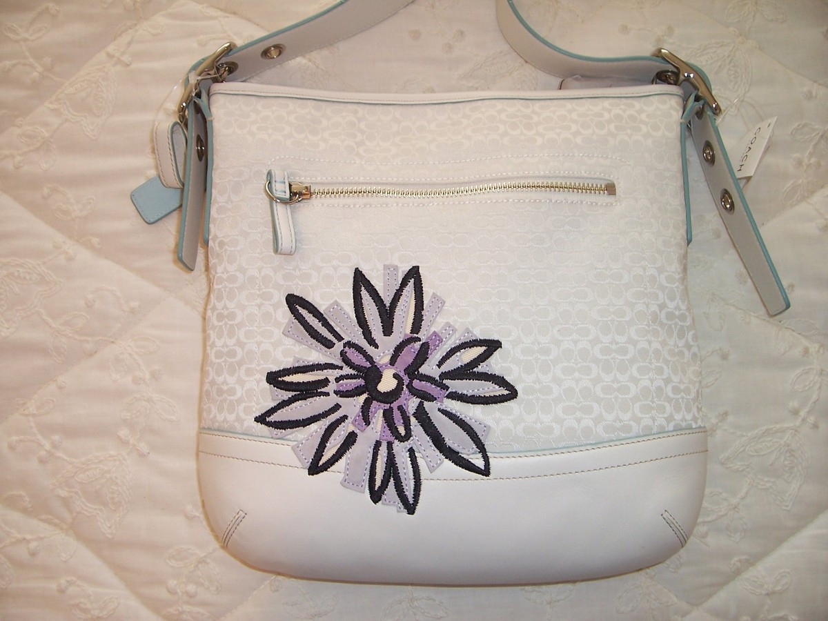 NWT COACH White Floral Bee Duffle Crossbody Shoulder Bag NWT COACH White Floral Bee Duffle Crossbody Shoulder Bag