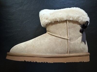 New LAM/LAMO Chestnut Adele Short Boot Suede Sz Bow Back Women’s NIB  W/Box