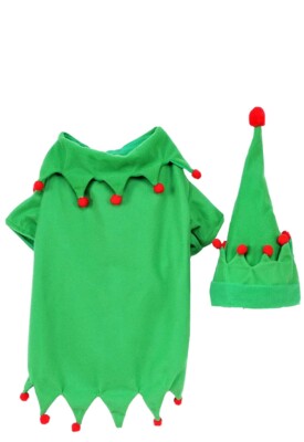Elf Pet Costume Christmas Medium Gown And Hat