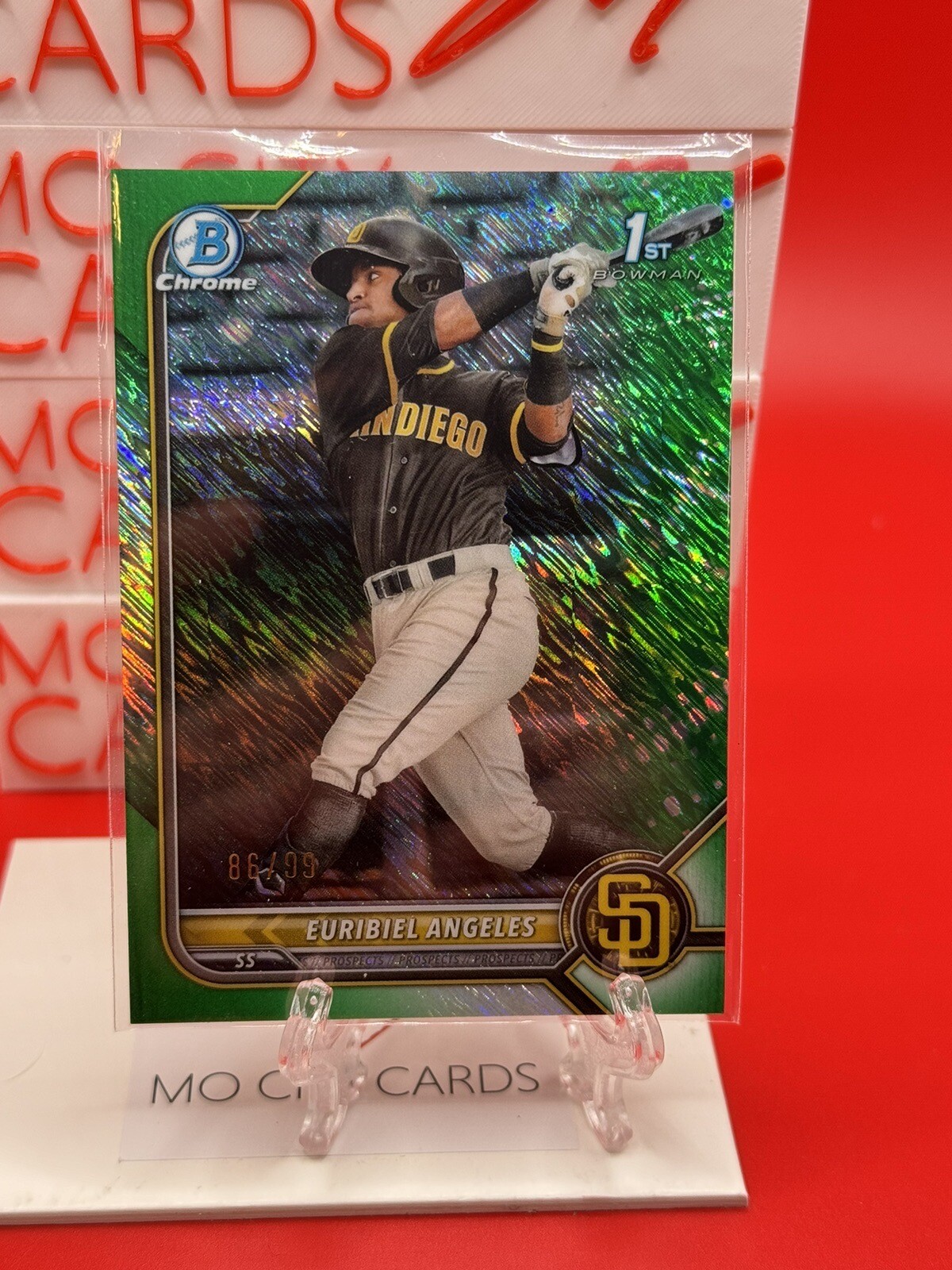 2022 Bowman Chrome Euribiel Angeles 1st Green Shimmer Parallel /99 #BCP-32