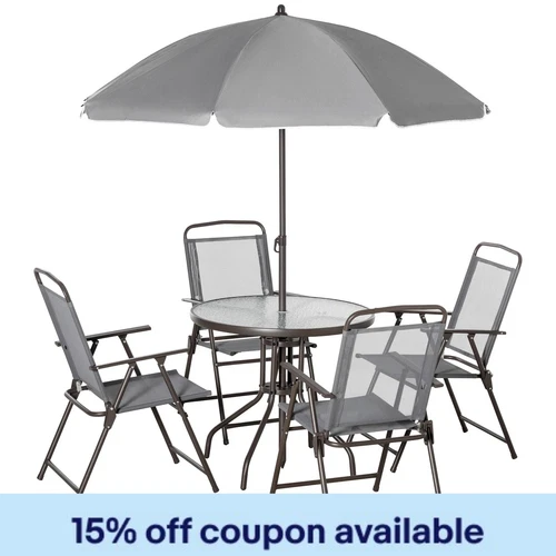 Outsunny 6 Piece Patio Dining Set with Garden Umbrella
