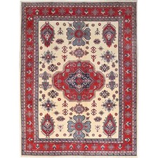 8'10" x 11'8" White Hand Knotted Densely Woven Wool Kazak Oriental Rug R86769