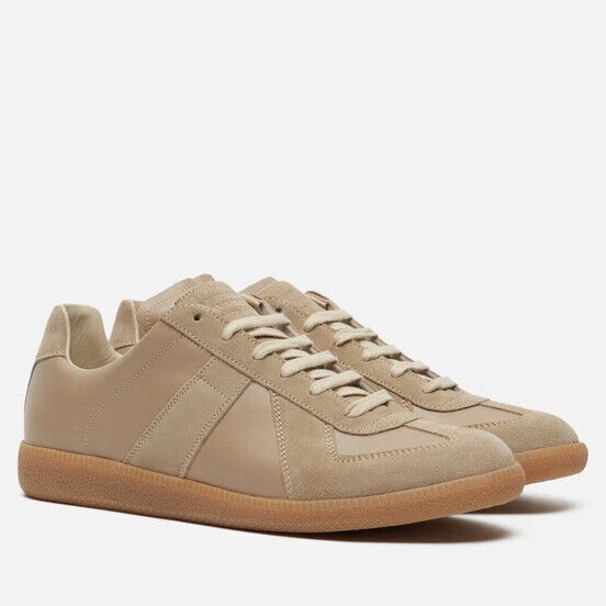 410$ NEW MAISON MARTIN MARGIELA BEIGE GAT GERMAN ARMY TRAINER REPLICA SNEAKERS