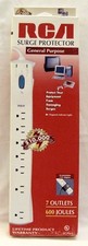 RCA 7-Outlet Surge Strip Protector 600Jou. 4' Cord White Wall Tap LIFETIME 10K