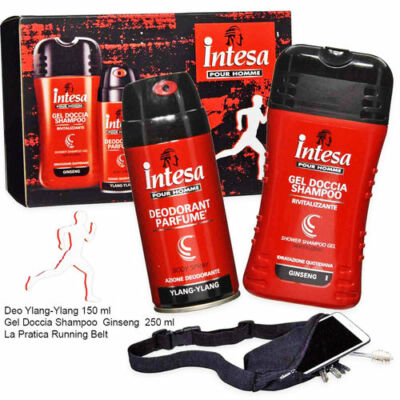 Gift Set Man MALIZIA Deodorant + Shower Shampoo Running Belt Phone Holder