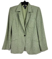 Vintage Anne Klein Green tweed wool blend Women's Jacket Blazer 4