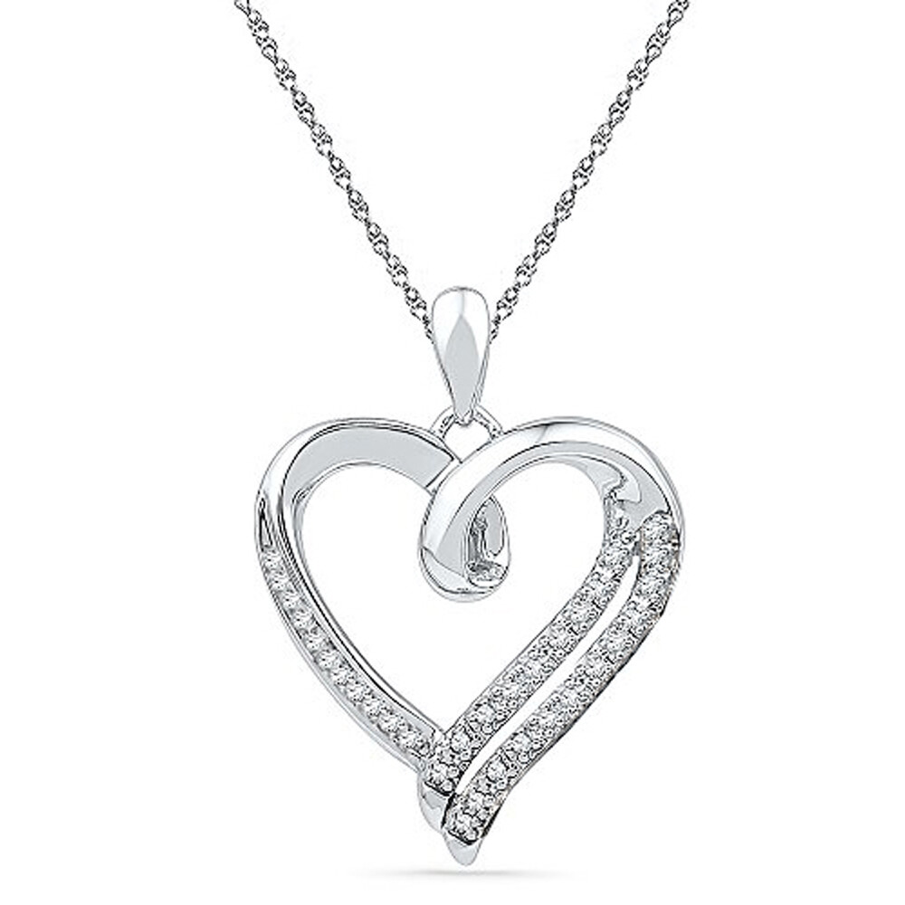 ◆STONEHENgE◆ silver heart necklace SC1778 🔥925 Sterling Silver Heart Necklace White Stone CZ Pendant
