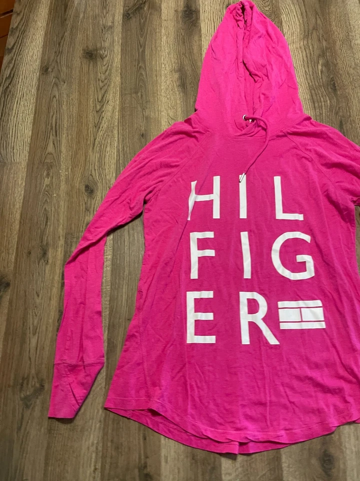 Толстовка с капюшоном Tommy Hilfiger, женский размер большой, розовый, пуловер, логотип - Изображение 4 из 4