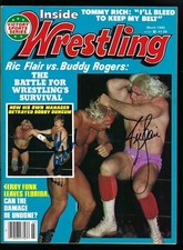 2RF45  Nature Boy Ric Flair  Bob Backlund  signed Wrestling Magazine  w/COA