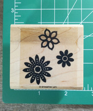 Stampin' Up Brand Rubber Stamp 3 Flowers New Open Box