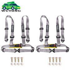 2X Gray 4 Point 2" Strap Racing Harness Seat Belt RZR XP Turbo CanAm X3 ATV UTV