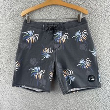 Quiksilver Board Shorts Mens 29 Highline Surfsilk Gray Swim Trunks Surfer Beach