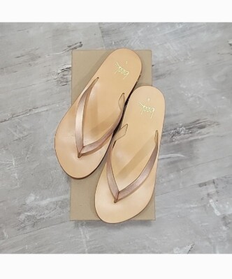 BEEK Women’s Seabird Leather Flip Flop Sandals Peony Tan Size NIB NEW  Rose