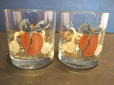 Vtg Marmalade Glasses Lowball Apple Cherry Geese International China Old Fashion