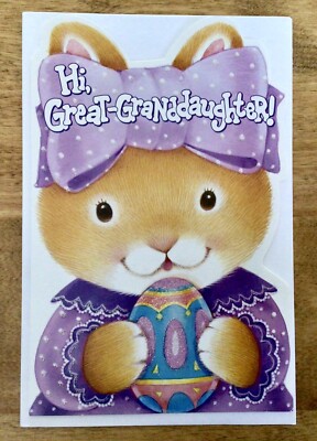 VTG AMERICAN GREETINGS Die Cut Easter Card W/Envelope, Great Granddaughter, NEW
