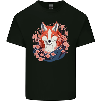 A Japanese Kitsune With Flowers Fox Mens Cotton T-Shirt Tee Top | eBay