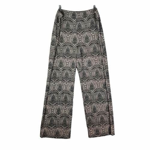 Chicos Travelers Pants Black Paisley High Rise Womens Size 3 US XL Slinky Knit - Picture 3 of 9