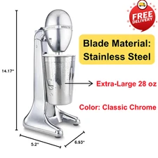 Electric Drink Mixer - Milkshake Maker, 2 Speeds, 28oz Cup, Detachable Spindle