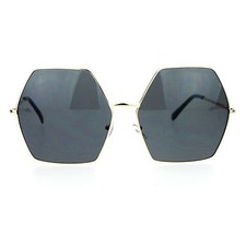 Women's Super Oversized Fashion Sunglasses Hexagon Shape Metal Frame