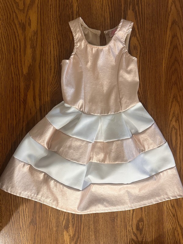 2 Hip Dress Girls Toddler  Size 4 Cream Shiny Pink Sleeveless Tank Summer Spring