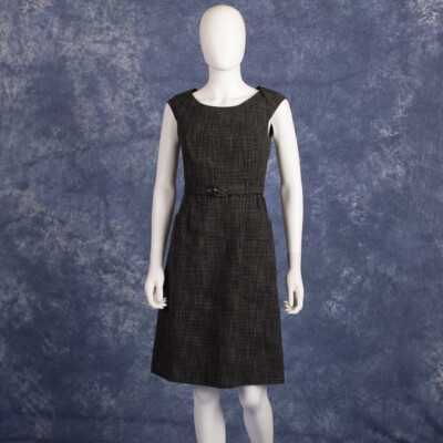 MERONA Dark Gray Charcoal Lined Belted Career Dress Sz 2 | eBay