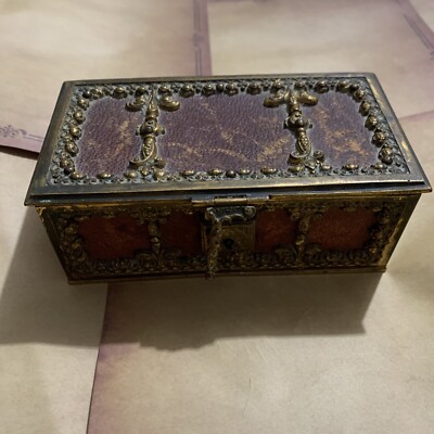 Schmuck Waschtisch Schmuckkästchen Karl Weider mit Schlüssel Messing/Leder.Gemarkt KW