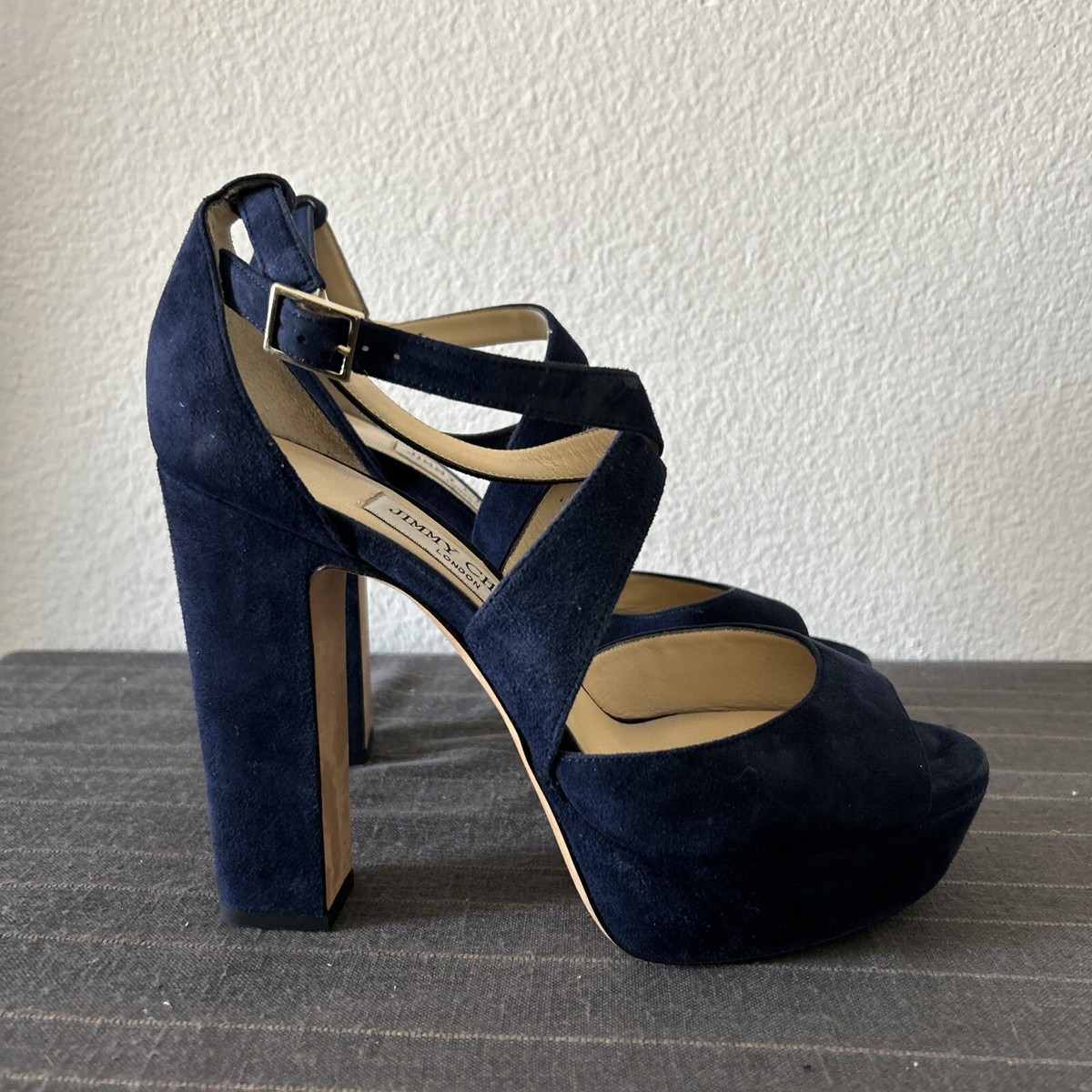 Jimmy Choo Blue Suede Heels Shoes Sz 38 Women's | eBay